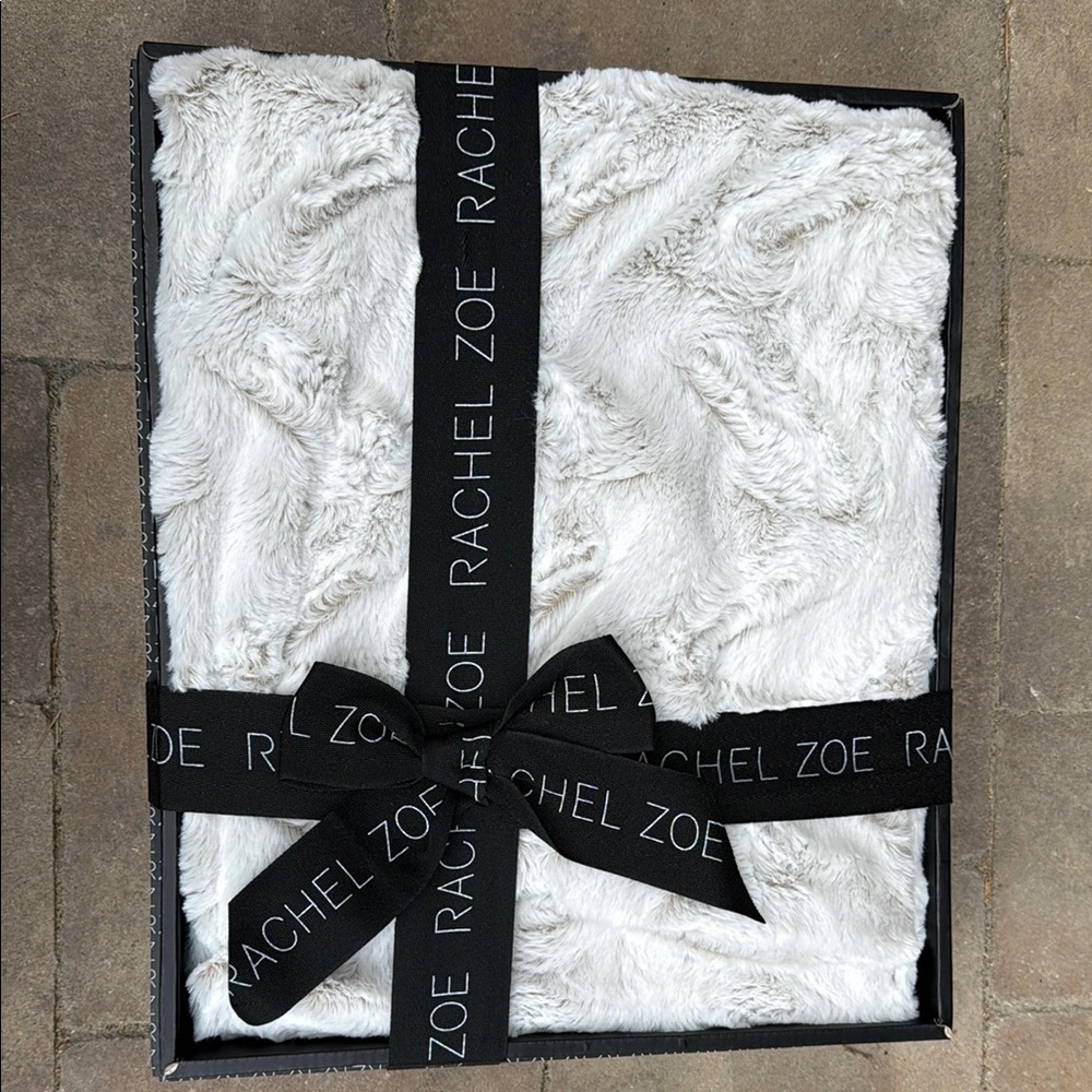 Rachel Zoe White Faux Fur Throw Blanket